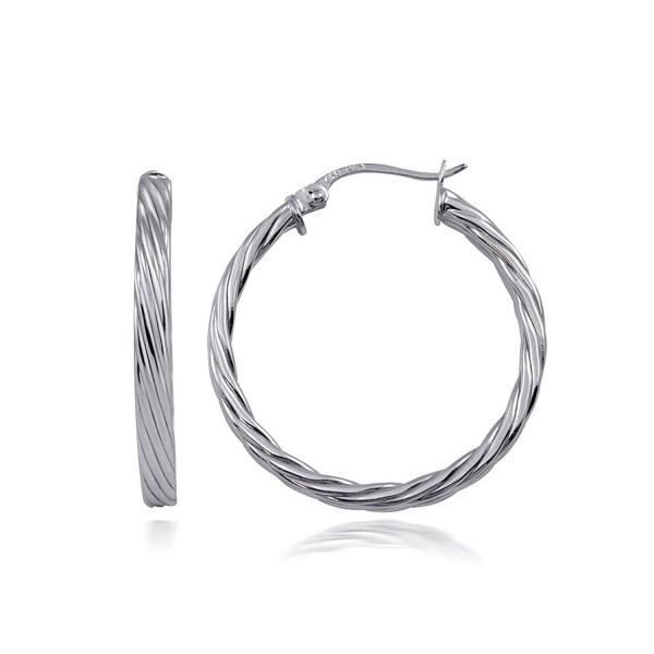 Hoops & Loops Sterling Silver 3mm Twist Design Polished Small Hoop Earrings - C912H3NAG7T