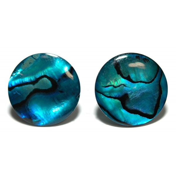 14mm (5/8") Dark Blue Abalone Paua Shell Stud Earrings (S090d) - CT17YE42H43