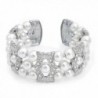 Bling Jewelry Simulated Pearl Crystal Bridal Cuff Bracelet Rhodium Plated - C9117JY4ZPN