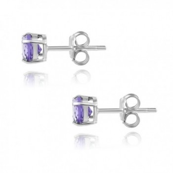 Sterling Silver Amethyst Round Earrings