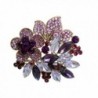 TTjewelry 2.48" Gold-tone Purple Rhinestone Crystal Flower Leaf Brooch Pin Pendant - C3125EV20JZ