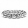 Mariell Vintage Silver Crystal Stretch Bracelet - Adjustable Fit Bangle for Weddings- Prom & Fashion - CW121KHH2N1