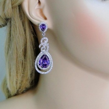 EVER FAITH Flawless Birthstone Silver Tone in Women's Drop & Dangle Earrings