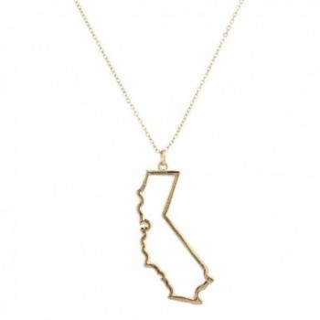 Lux Accessories Goldtone California Cali State Map Cutout Necklace - C617YO7C0XU