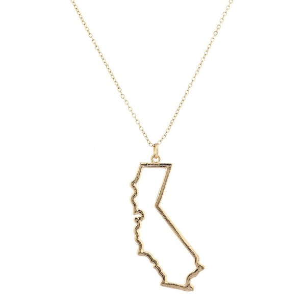 Lux Accessories Goldtone California Cali State Map Cutout Necklace - C617YO7C0XU