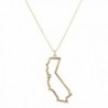 Lux Accessories Goldtone California Cali State Map Cutout Necklace - C617YO7C0XU
