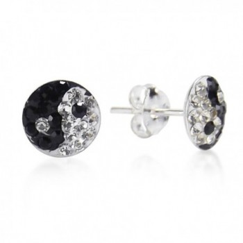 Yin Yang Balance Sparkle 7 mm Cubic Zirconia .925 Sterling Silver Stud Earrings - CU11KNPWYGH