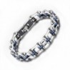 Rainso 316L Stainless Steel Silver Motocycle Chain Bracelet with Blue Shiny Rhinestones in Gift Bag - CZ12GDUG9Y3