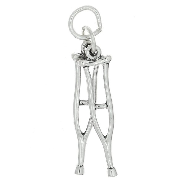 Sterling Silver Oxidized Double Sided Medical Crutches Charm - CE115SPLGBV