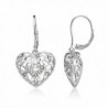 Sterling Silver Diamond-cut Filigree Heart Dangle Leverback Earrings - Sterling Silver - C1189KCEZ7W