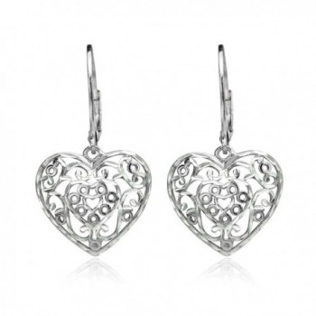 Sterling Diamond cut Filigree Leverback Earrings