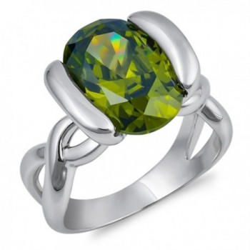 Oval Simulated Peridot Infinity Knot Ring New .925 Sterling Silver Band Sizes 6-10 - C0187YAQA9A
