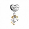 Q&Locket 925 Sterling Silver Mother Daughter Charm Heart I Love You Mom For Bracelet - C612NYZZ46O
