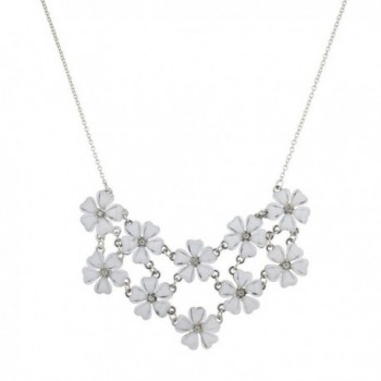 Lux Accessories Multi Color Floral Flower Mini Special Occasion Statement Necklace - White - CF12HTL1Q9X