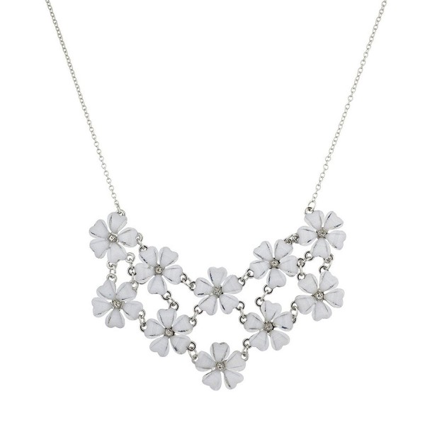 Lux Accessories Multi Color Floral Flower Mini Special Occasion Statement Necklace - White - CF12HTL1Q9X