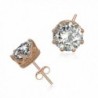 Rose Gold 925 Sterling Silver Round Cut Cubic Zirconia Stud Earrings Hypoallergenic 8mm - CG1803Y857I