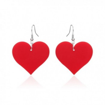 Lureme Acrylic Heart Dangle Earrings for Women and Girls(er005558) - Red - CW182HCWC99