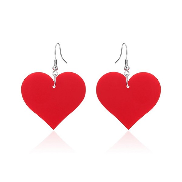 Lureme Acrylic Heart Dangle Earrings for Women and Girls(er005558) - Red - CW182HCWC99