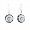 Silverly Women's .925 Sterling Silver White Shiva Eye Round Shell Filigree Dangle Earrings - CD11TNW1WM3