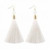 NLCAC Women Thread Tassel Dangle Earrings Silk Fringe Thread Drop Earrings for Parties - white - CD184620ID5