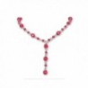 Raspberry Red/Pink Crystal Bead Y Necklace on Silver - Bridesmaid Jewelry - CX115VJ8YE1