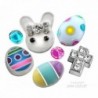 7 pc Easter Bunny DELUXE Floating Charm Set - Crucifix Cross - fits ALL 30mm Living Memory Glass Lockets - CW12E3PWP7Z