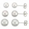 Sterling Silver Ball Stud Earrings 3-pair Set 6mm 7mm & 8mm - CC115M762W3