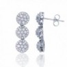 Sterling Silver Rhodium Round CZ Cluster Linear Dangling Earring - CT185CEKOSI