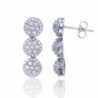 Sterling Silver Rhodium Round CZ Cluster Linear Dangling Earring - CT185CEKOSI