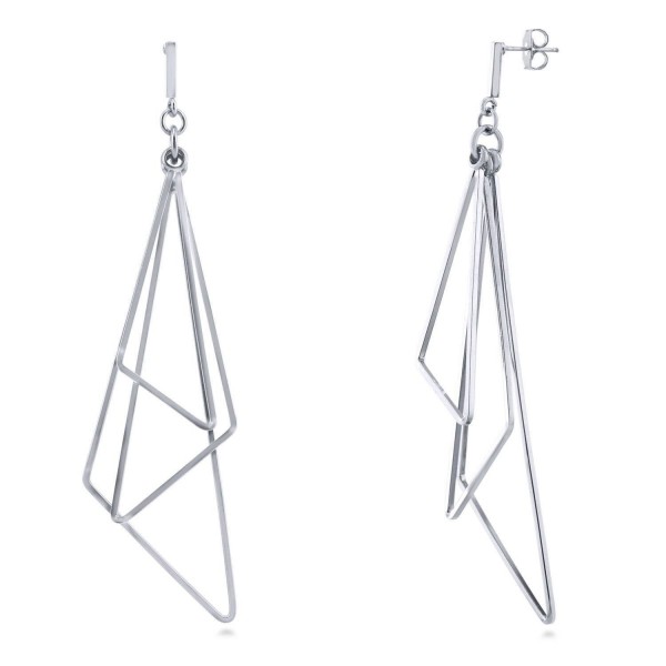 BERRICLE Rhodium Plated Base Metal Triangle Fashion Statement Dangle Earrings - C412O1K5AC3