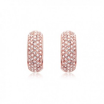 MYJS Stone Palace Rose Gold Plated Swarovski Crystals Pave Hoop Earrings - C012BBVCMEP