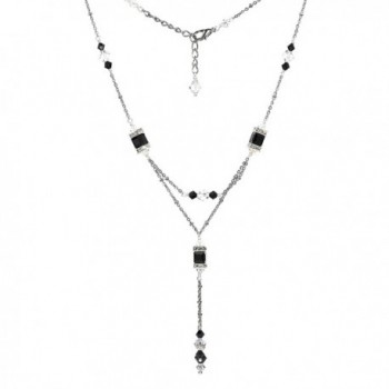 HisJewelsCreations Jet Square Cube Crystal and Rhinestone Double Tiered Layered Necklace - CY126MBGTW5