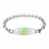 Divoti Custom Engraved Beautiful Olive Medical Alert Bracelet -Elegant Rolo Stainless -Green - CZ12GE3ESA5