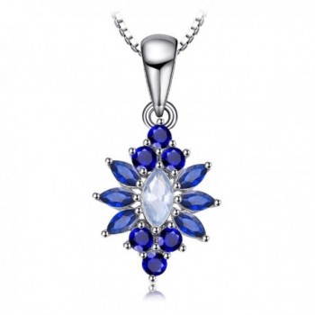JewelryPalace Fashion Flower 2.5ct Created Blue Spinel Pendant Necklace 925 Sterling Silver 18 Inches - CN184QTHUE7