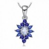 JewelryPalace Fashion Flower 2.5ct Created Blue Spinel Pendant Necklace 925 Sterling Silver 18 Inches - CN184QTHUE7