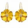 Navachi 18k Gold Plated Yellow Enamel Flower Crystal Az2817e Hoop Earrings(dia. 3cm) - C11202RXSYH