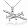 Polished 925 Sterling Silver Airplane Aircraft Pendant Necklace - CX12KKA1365