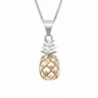 Sterling Silver with 14K Rose Gold Plated Trim Pineapple Necklace Pendant with 18" Box Chain - C811FSK5LYT
