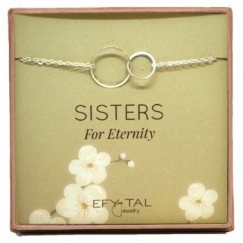 Sterling Silver Sisters Bracelet- Infinity Joined Two Interlocking Double Circles on Card Gift For Sister - CC187R6GXE5