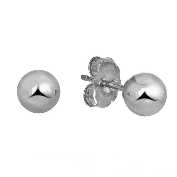 JewelStop 14k Real White Gold Stud Ball Earrings W/ Gold Friction Backs - 6 mm - CM11Y700D0N