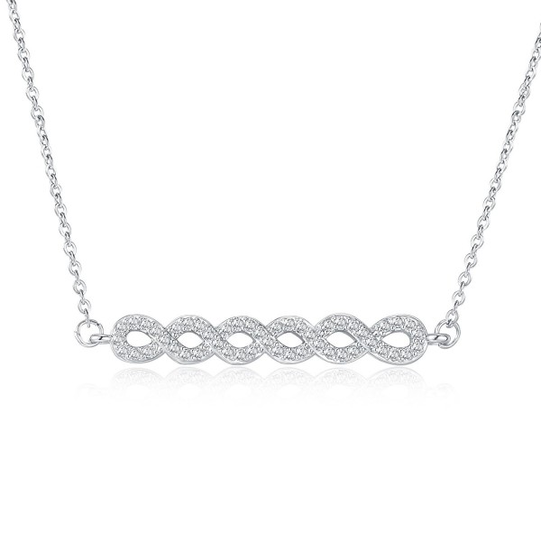 Rosa Vila Cubic Zirconia Braided Pendant Necklace - Simple Horizontal Bar Necklaces for Women - Silver Tone - CG188U6O96Z