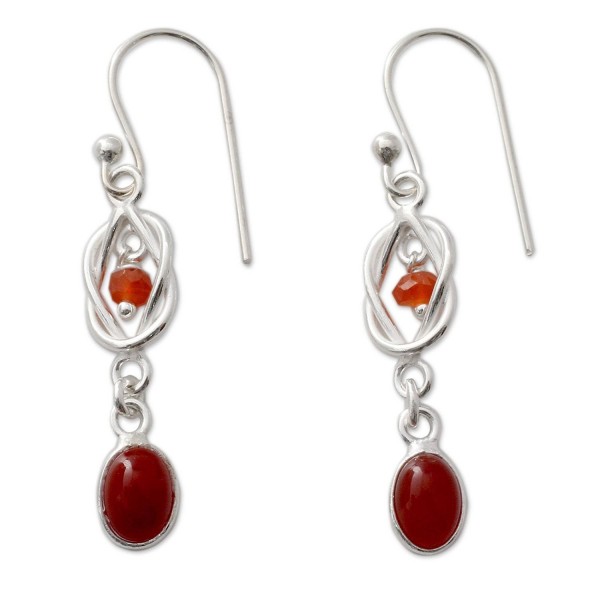 NOVICA .925 Sterling Silver and Dyed Red Onyx Dangle Earrings- 'Festive Knot' - CR127Y4P44X