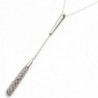 FC JORY White Gold GP Women Girl CZ Crystal Vertical Stick Drop Y Pendant Chain Necklace - CQ11L0ZRIW9