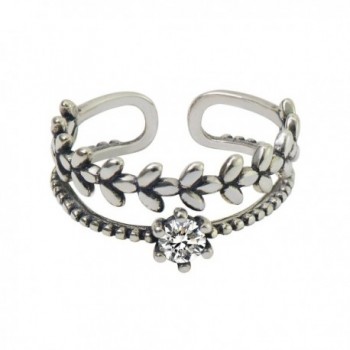 CIShop Sterling Silver Stack Vintage Above Knuckle Rings Band Finger Rings - CZ LEAF - C7188RKS40Z