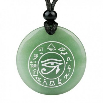 All Seeing and Feeling Eye of Horus Egyptian Amulet Green Quartz Magic Cirlce Spiritual Pendant Necklace - CT12HHP10T7