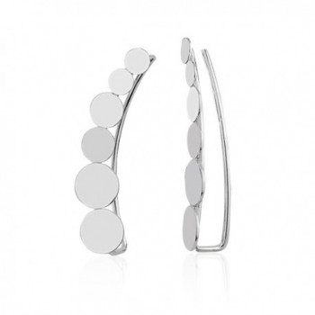 925 Sterling Silver Round Circle Dot No Pierce Ear Pin Climber Vine Earrings- Set of Two (2) - CK183447TMR