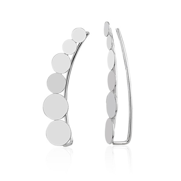 925 Sterling Silver Round Circle Dot No Pierce Ear Pin Climber Vine Earrings- Set of Two (2) - CK183447TMR