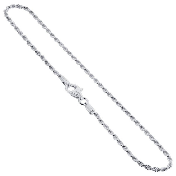 Gem Avenue 925 Sterling Silver Rope Chain Ankle Bracelet with Lobster Clasp (9" - 11" Available) - C9115WX47ZL