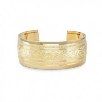 14 Karat Gold Plated Brass Floral Cuff Bracelet - CY112CGUWN7