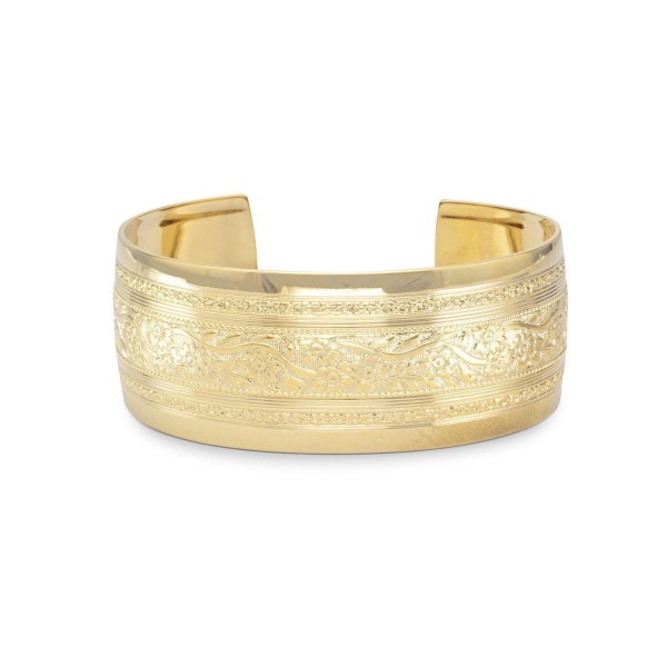 14 Karat Gold Plated Brass Floral Cuff Bracelet - CY112CGUWN7